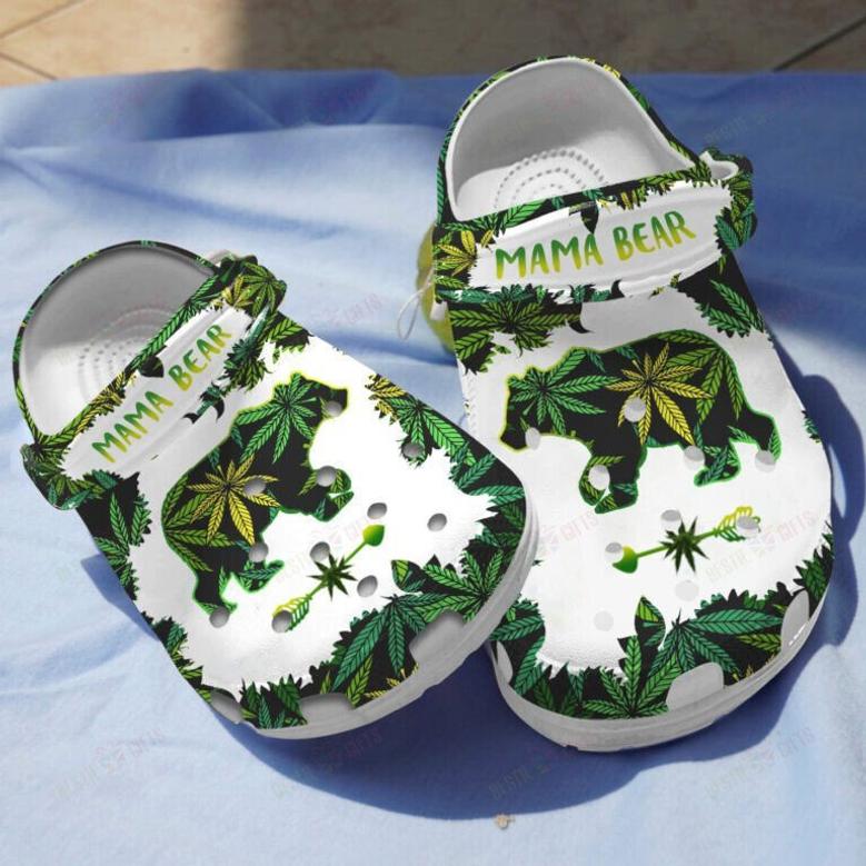 Mama Bear Weed Green Shoes Clogs Gifts For Mom Grandma Birthday - Br-Mama50