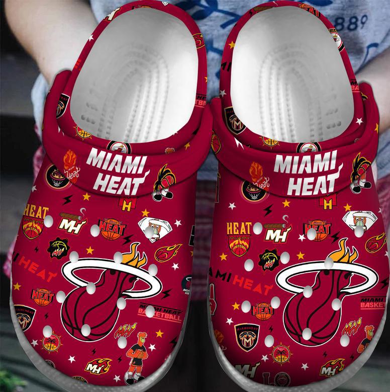 Miami Heat Nba Sport Crocs Crocband Clogs Shoes For Men Women And Kids