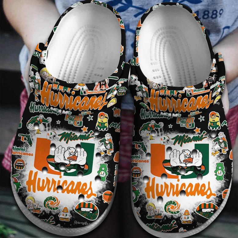 Miami Hurricanes Ncaa Sport Crocs Crocband Clogs Shoes