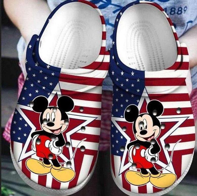 Mickey Mouse America Flag Patriot Crocband Clogs