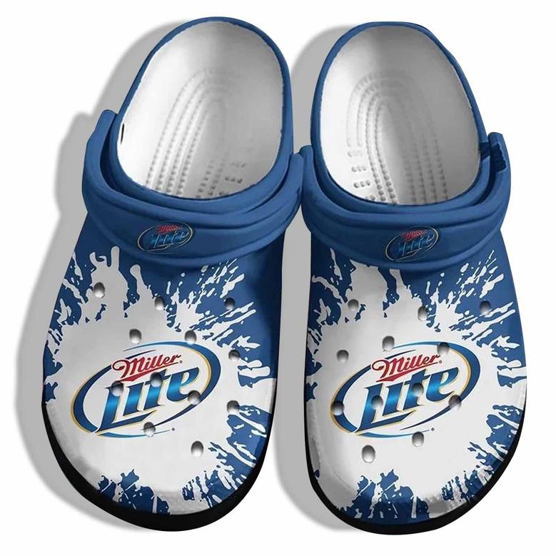 Miller Lite Custom Shoes Clogs Fathers Day Funny Gifts - Miller Lite Outdoor Shoe Gifts