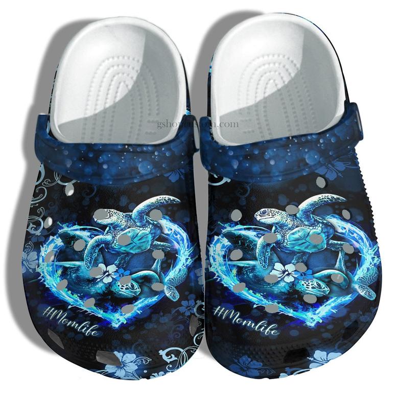 Mimi Life Turtle Heart Ocean Lover Blue Shoes - Turtle Mom Beach Shoes Croc Clogs