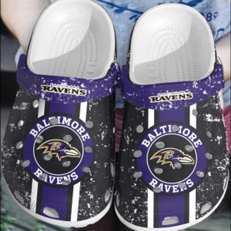 Nfl Baltimore Ravens Football Crocs Shoes Crocband Clogs Comfortable For Men Women