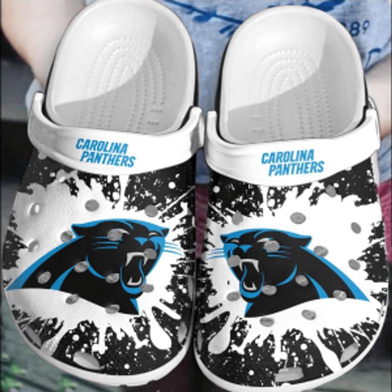 Nfl Carolina Panthers Football Crocs Comfortable Clogs Crocband Shoes For Men Women