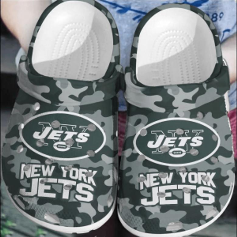 Nfl New York Jets Football Crocs Comfortable Clogs Shoes Crocband For Men Women