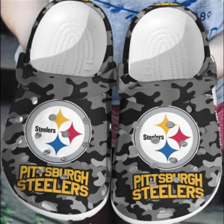 Nfl Pittsburgh Steelers Football Crocs Comfortable Shoes Clogs Crocband For Men Women