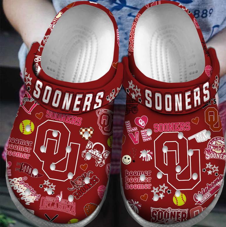 Oklahoma Sooners Ncaa Sport Crocs Crocband Clogs Shoes For Men Women And Kids