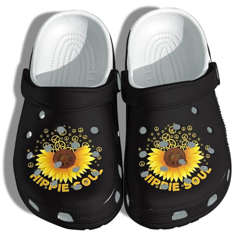 Peace Hippie Soul Sunflower Shoes Clogs Gifts For Female