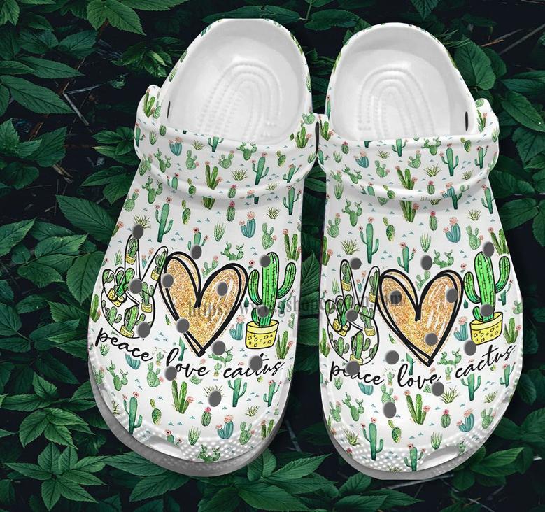 Peace Love Cactus Cute Shoes Gift Mother Day Women- Cactus Garden Workder Shoes Croc Clogs