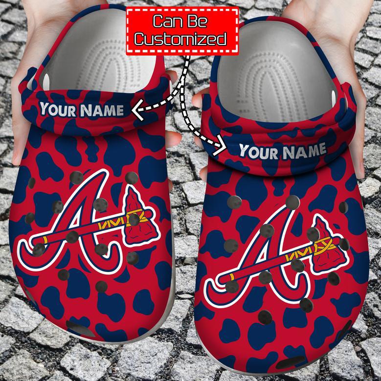 Personalized Baseball Mlb Atlanta Braves Cow Animal Print Crocband Crocs Shoes