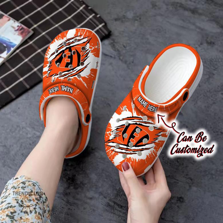 Personalized Bengals Football Ripped Claw Clog Shoes