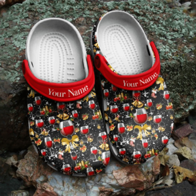 Personalized Christmas Classic Wine Pattern Shoes Crocs Crocband Clogs Shoes For Men Women