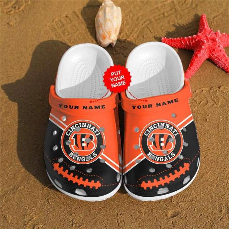 Personalized Cincinnati Bengals Football Crocband Clogs