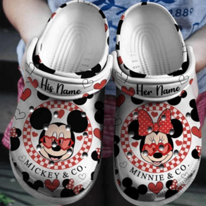 Personalized Disney Mickey Fuzzy Crocs Clogs Shoes Comfortable Crocband For Men Women