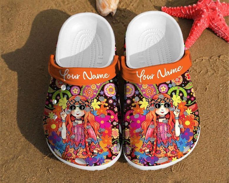 Personalized Hippie Girl Comfortable Women Classic Style Birthday Clog Shoes