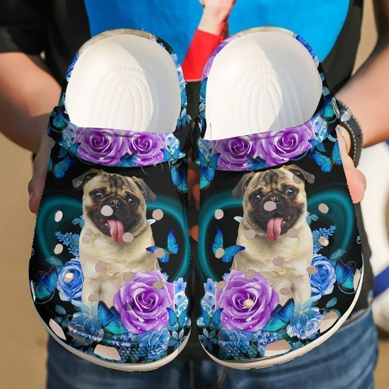 Pug Flowers Pub Classic Clogs Shoes