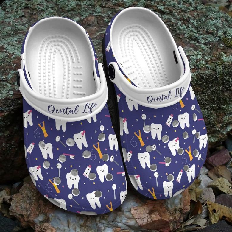 Purple Dental Life Shoes Customize Gift Daughter - Dentist Clogs Gift For Birthday - Dental-Life