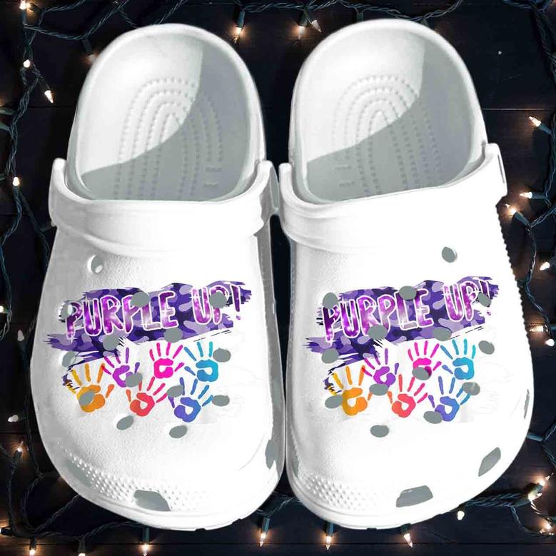 Purple Up Shoes - Military Child Awareness Sport Clogs Birthday Gift
