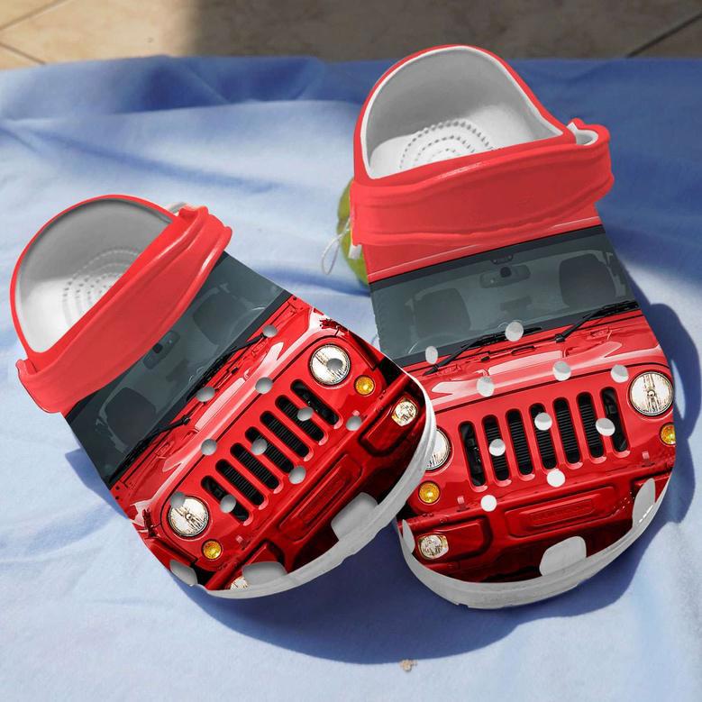 Red Jeep Car Crocband Clog Shoes For Jeep Lover