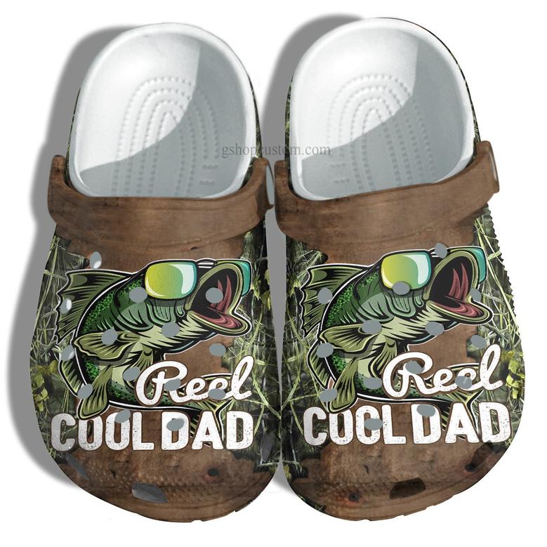 Reel Cool Dad Fishing Retro Croc Shoes Gift Uncle Father Day- Fishing Camo Vintage Shoes Customize