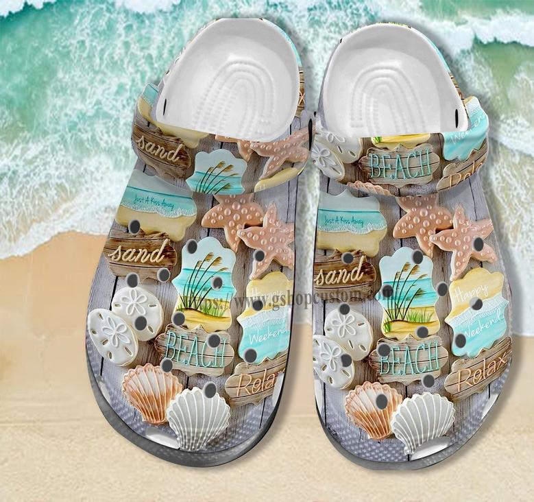 Sand Seashell Ocean Star Beach Shoes Gift Girl Daughter- Seashell Sticker Shoes Croc Clogs Women