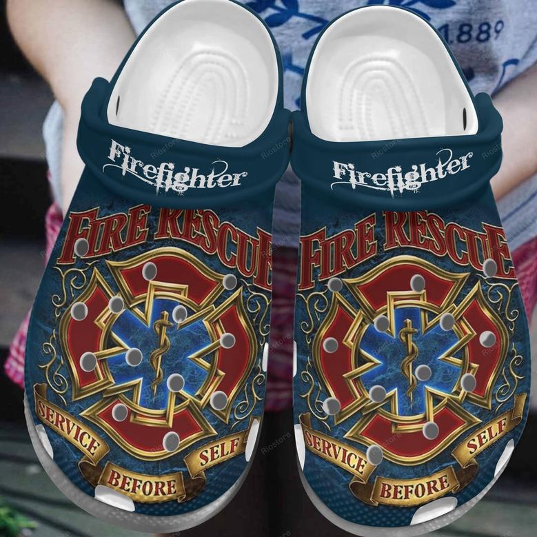 Service Before Self Shoes - Fire Rescue Clogs Gifts For Birthday
