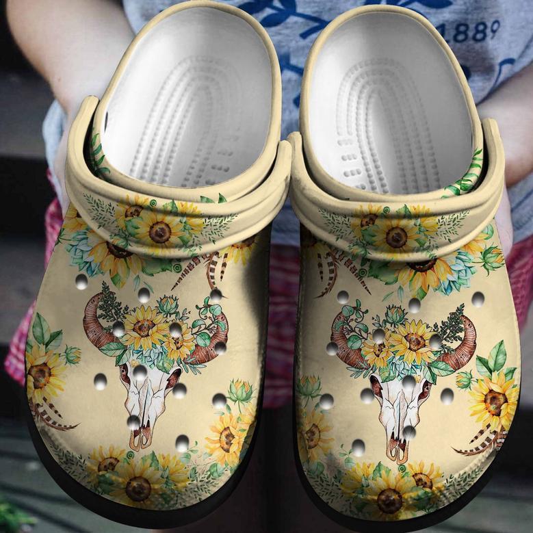Skull Sunflower Tattoo Clogs Shoes Gift For Women Girl