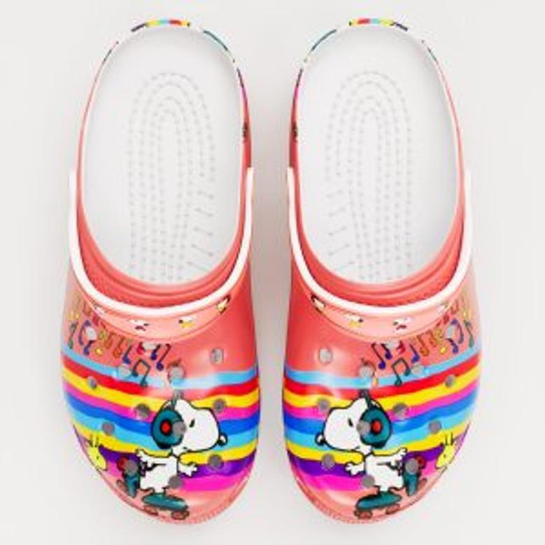 Snoopy Peanuts Cartoon Dog Rainbow Crocs 3D Clog For Men Women Kids Shoes