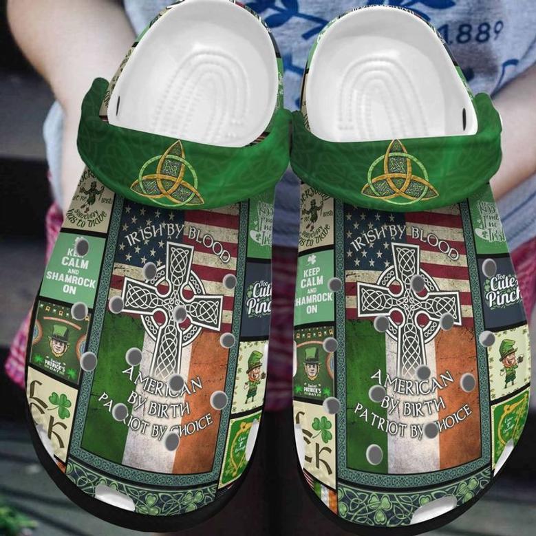 St Patricks Day Irish Shamrock Irish By Blood American By Birth Crocband Shoes