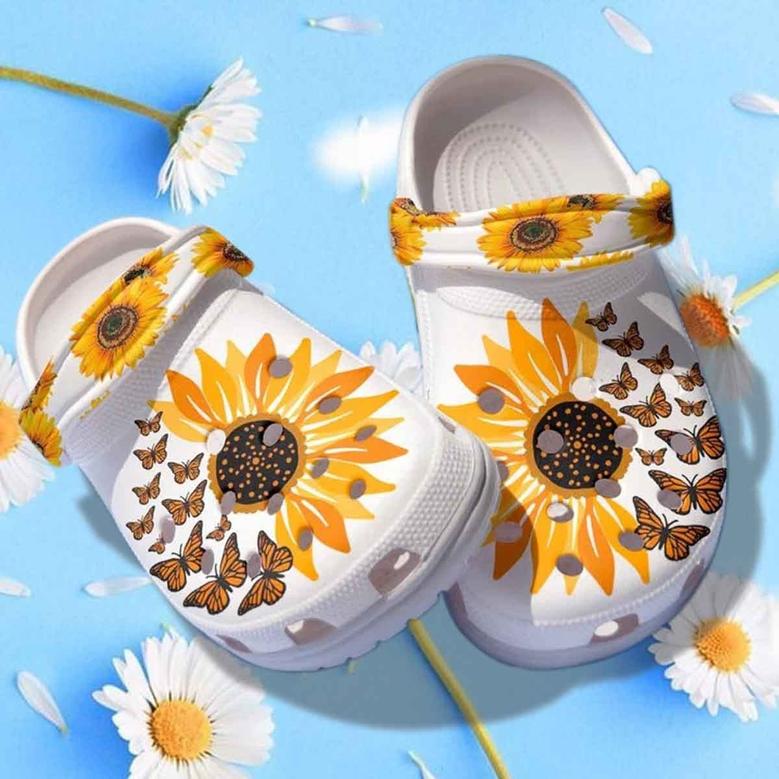 Sunflower Butterfly Shoes Clogs - Be Kind Shoes Birthday Gift