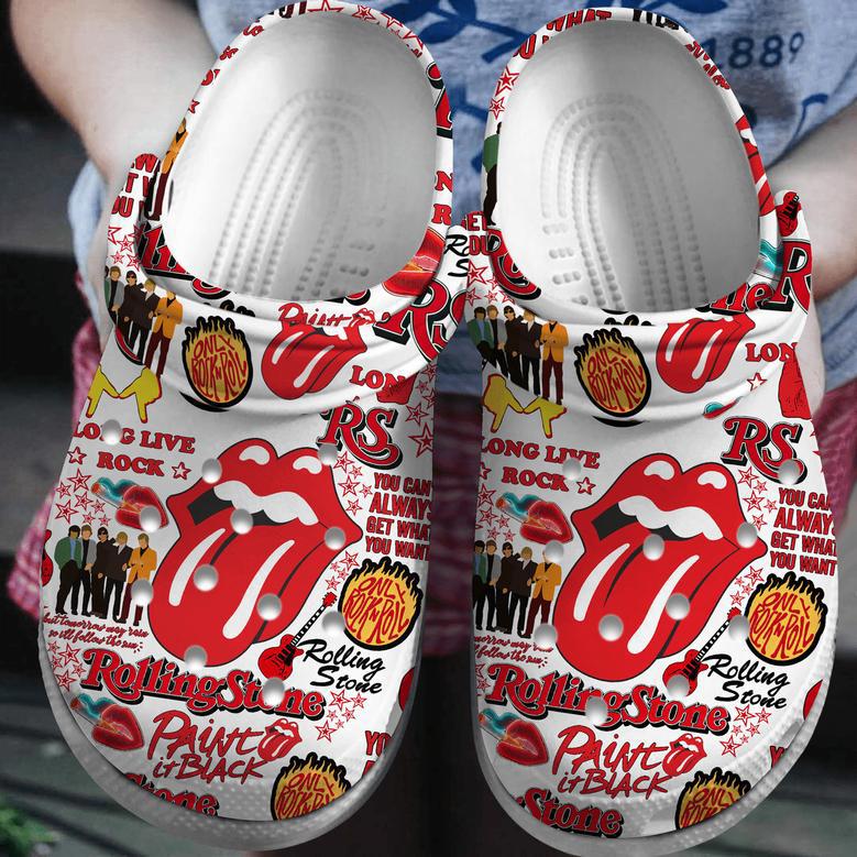 The Rolling Stones Music Band Crocs Crocband Clogs Shoes