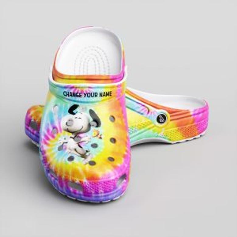 Tie-Dye Snoopy And Peanuts Crocs 3D Clog Shoes Gift For Family