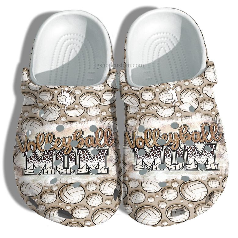 Volleyball Mom Leopard Twinkle Croc Shoes Gift Mommy - Volleyball Pattern Shoes Gift Women Birthday