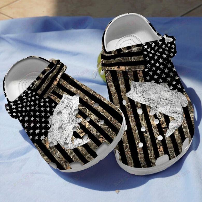 White Shadow Bass Fish Of American Classic Shoes Clogs Gifts For Fathers Day