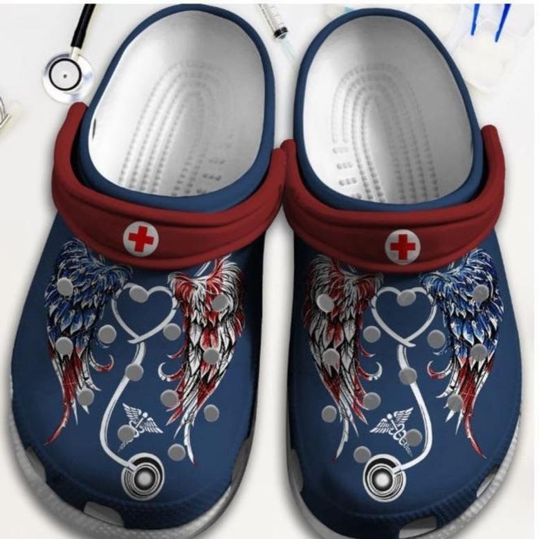 Angel Nurse Usa Shoes - Nurse Life Clog Independence Gift For Friends