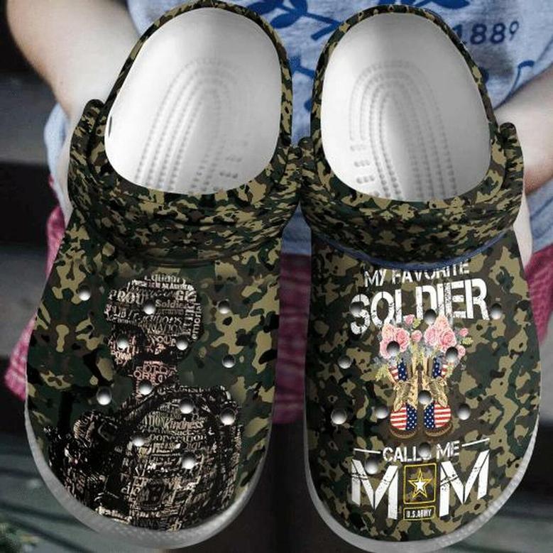 Army Camo My Favorite Soldier Call Me Mom Comfortable Classic Water Rubber Clog Shoes Comfy Footwear