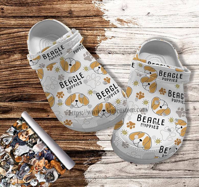Beagle Dog Puppies Paws Croc Shoes Gift Men Women- Beagle Dog Mom Shoes Croc Clogs Gift Birthday