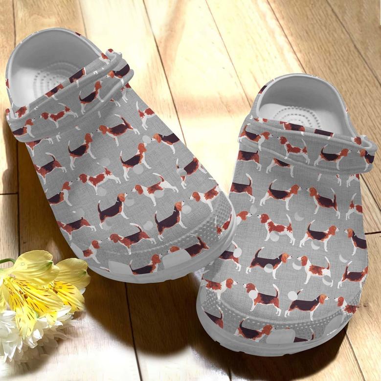Beagle Grey Pattern Rubber Clog Shoes Comfy Footwear