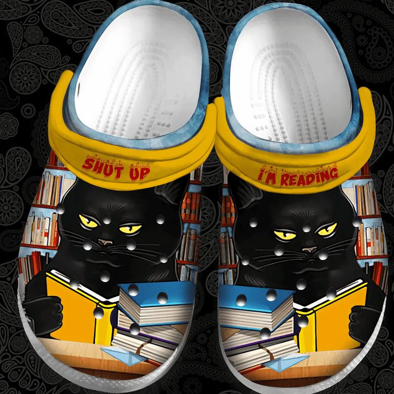 Black Cat Love Read Shut Up Rubber Clog Shoes Comfy Footwear