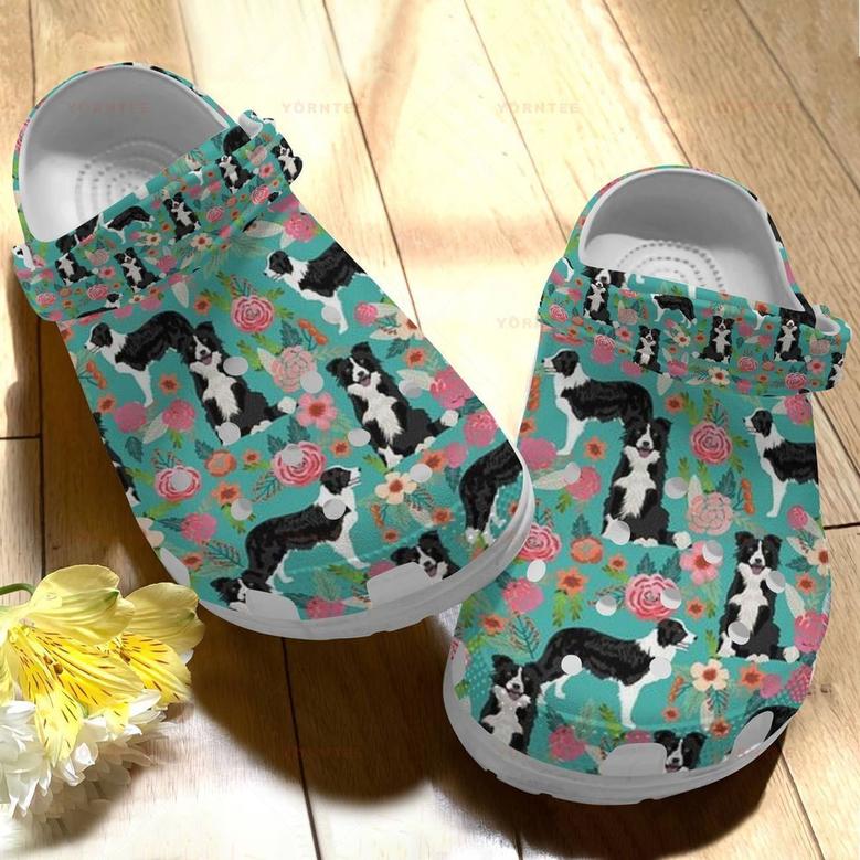 Butterfly Flower Personalized Border Collie Fashion Gift For Lover Rubber Clog Shoes Comfy Footwear