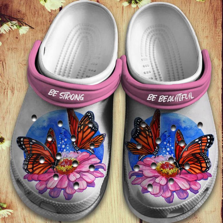 Butterfly Flowers Shoes - Be Strong Be Beautiful Custom Shoes Birthday Gift For Women Girl