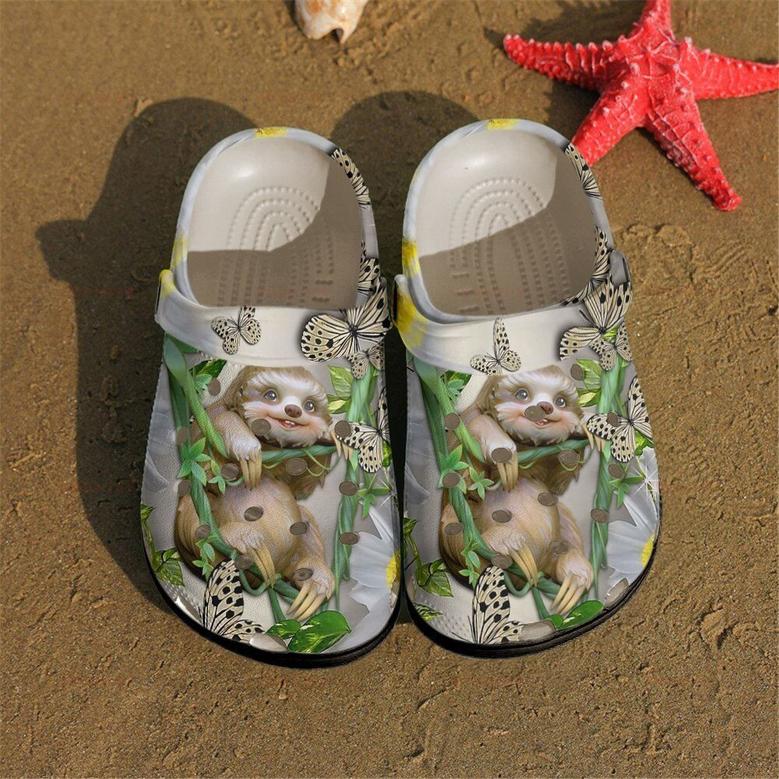 Butterfly Sloth Tree Gift For Lover Rubber Clog Shoes Comfy Footwear