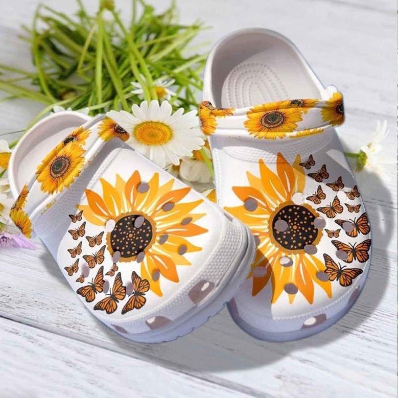 Butterfly Sunflower Shoes Clogs - Be Kind Sunflower Shoes Birthday Gift For Mother Day 2022