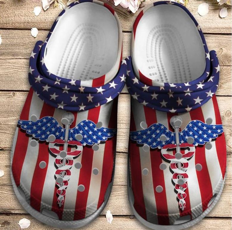Caduceus Us Shoes 4Th Of July - Nurse Shoe Outdoor Shoes Birthday Gift For Women Men