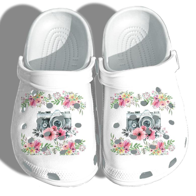Camera Flower Photographer Croc Shoes - Girl Loves Photo Camera Flower Crocbland Clog Gift