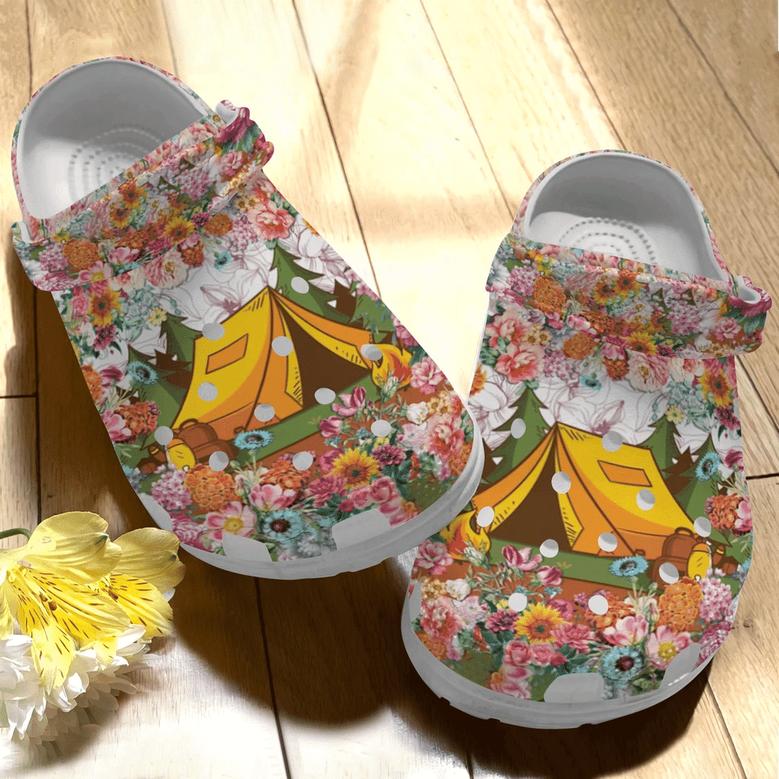 Camping Lover Flower Gift For Lover Rubber Clog Shoes Comfy Footwear