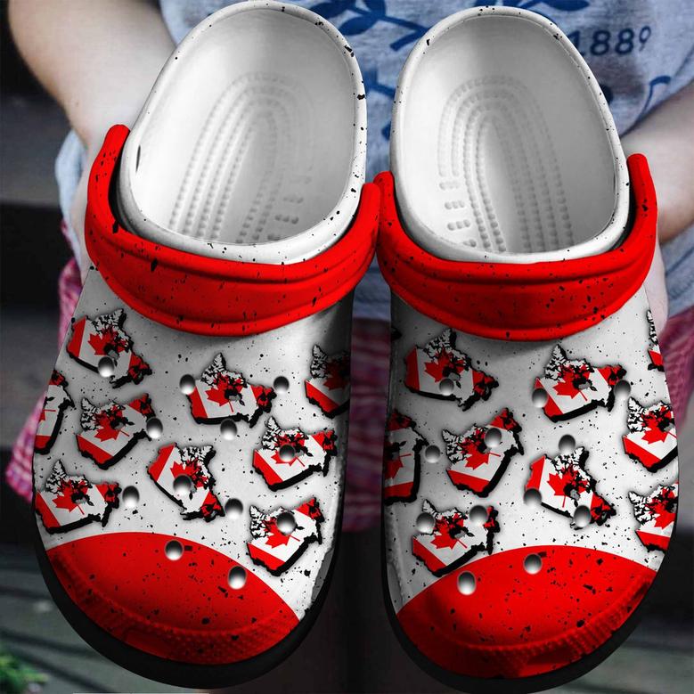 Canada Flag In Map For Men And Women Gift For Fan Classic Water Rubber Clog Shoes Comfy Footwear