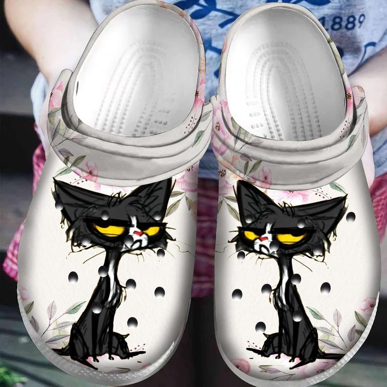 Cat Black For Men And Women Gift For Fan Classic Water Rubber Clog Shoes Comfy Footwear