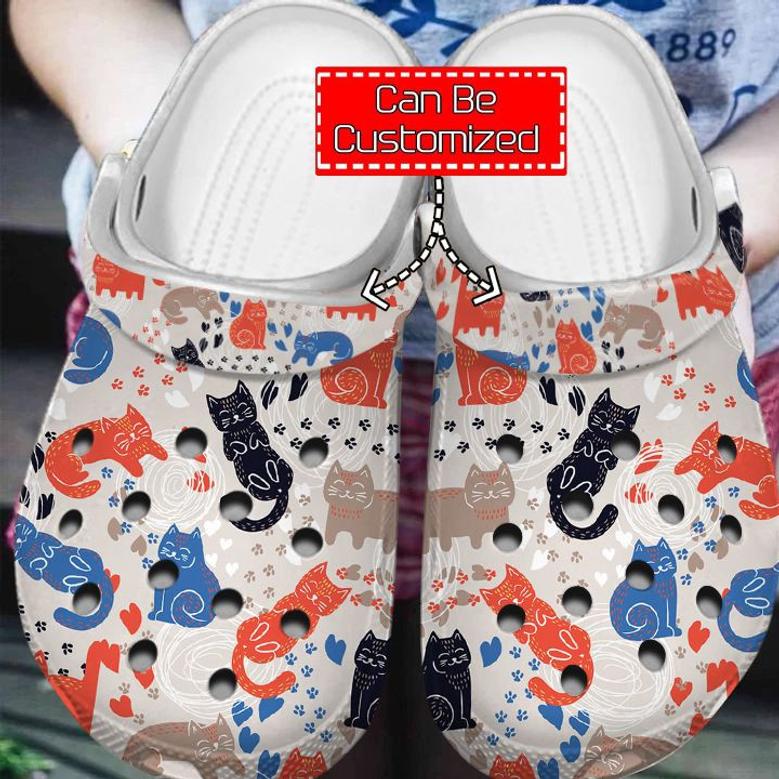 Cat - Cute Funny Seamless Pattern Clog Shoes For Men And Women