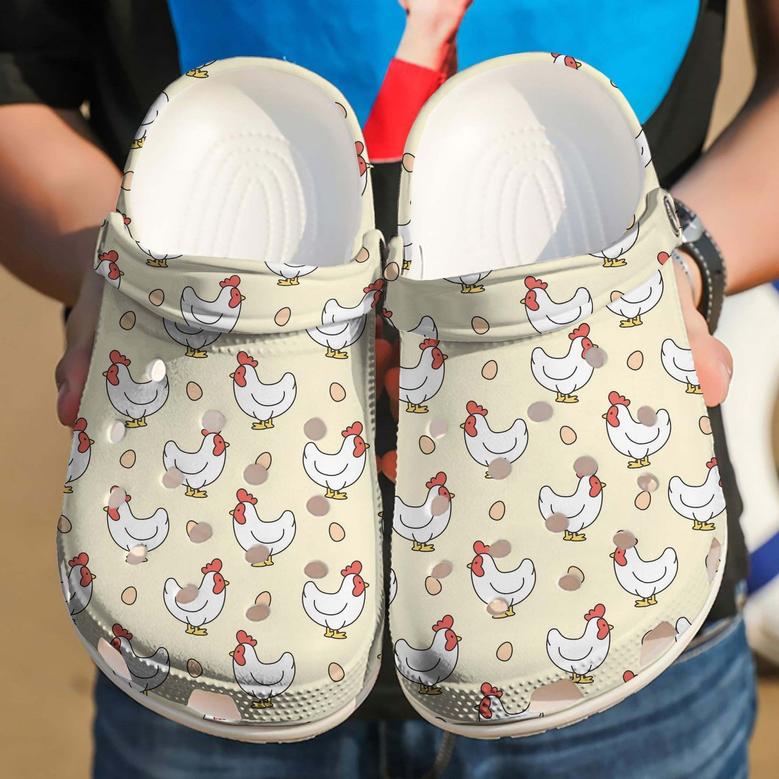 Chickens And Eggs Croc Shoes - Cartoon Chicken Shoes Crocbland Clog Gifts For Mom Daughter Niece
